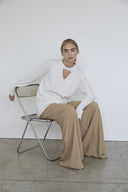 Cashmere blend MERANO sweater in chalk