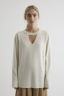 Cashmere blend MERANO sweater in chalk