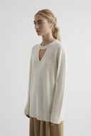 Cashmere blend MERANO sweater in chalk