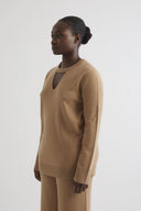 Cashmere blend MERANO sweater in bisquit