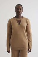 Cashmere blend MERANO sweater in bisquit