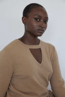 Cashmere blend MERANO sweater in bisquit
