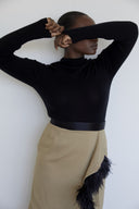 LIGURIA midi wrap skirt with feather hem