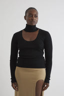 NETUNO cashmere and silk blend top in black