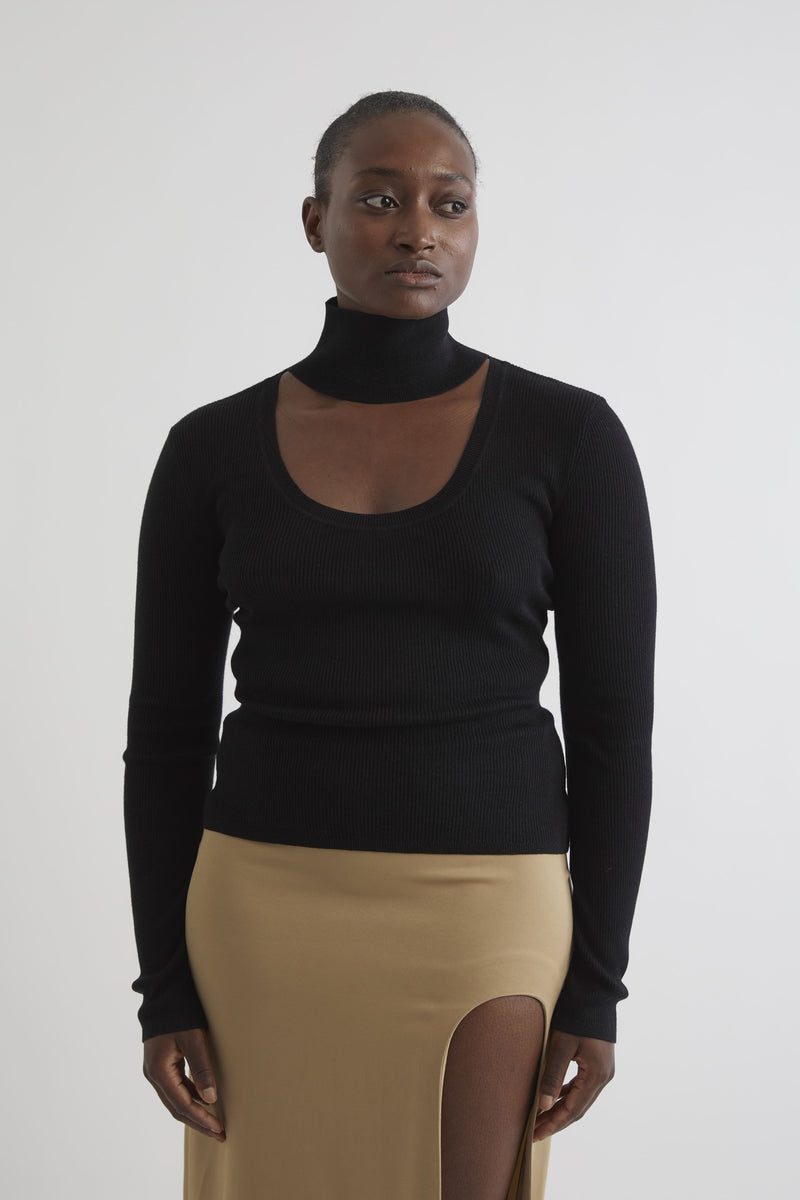 NETUNO cashmere and silk blend top in black
