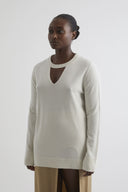 Cashmere blend MERANO sweater in chalk