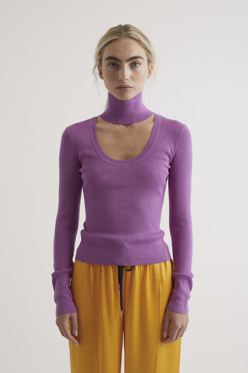 NETUNO cashmere and silk blend top in grape