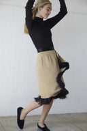 LIGURIA midi wrap skirt with feather hem