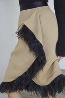 LIGURIA midi wrap skirt with feather hem